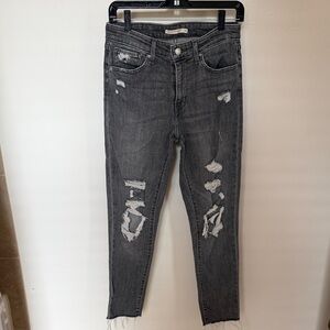 Levi's Washed Grey Ripped Skinny Jeans